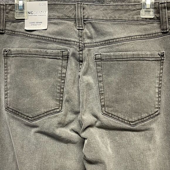 NWT INC International Concepts Denim Jeans Womens Gray Size 6/28 Ripped Straight - Picture 12 of 16